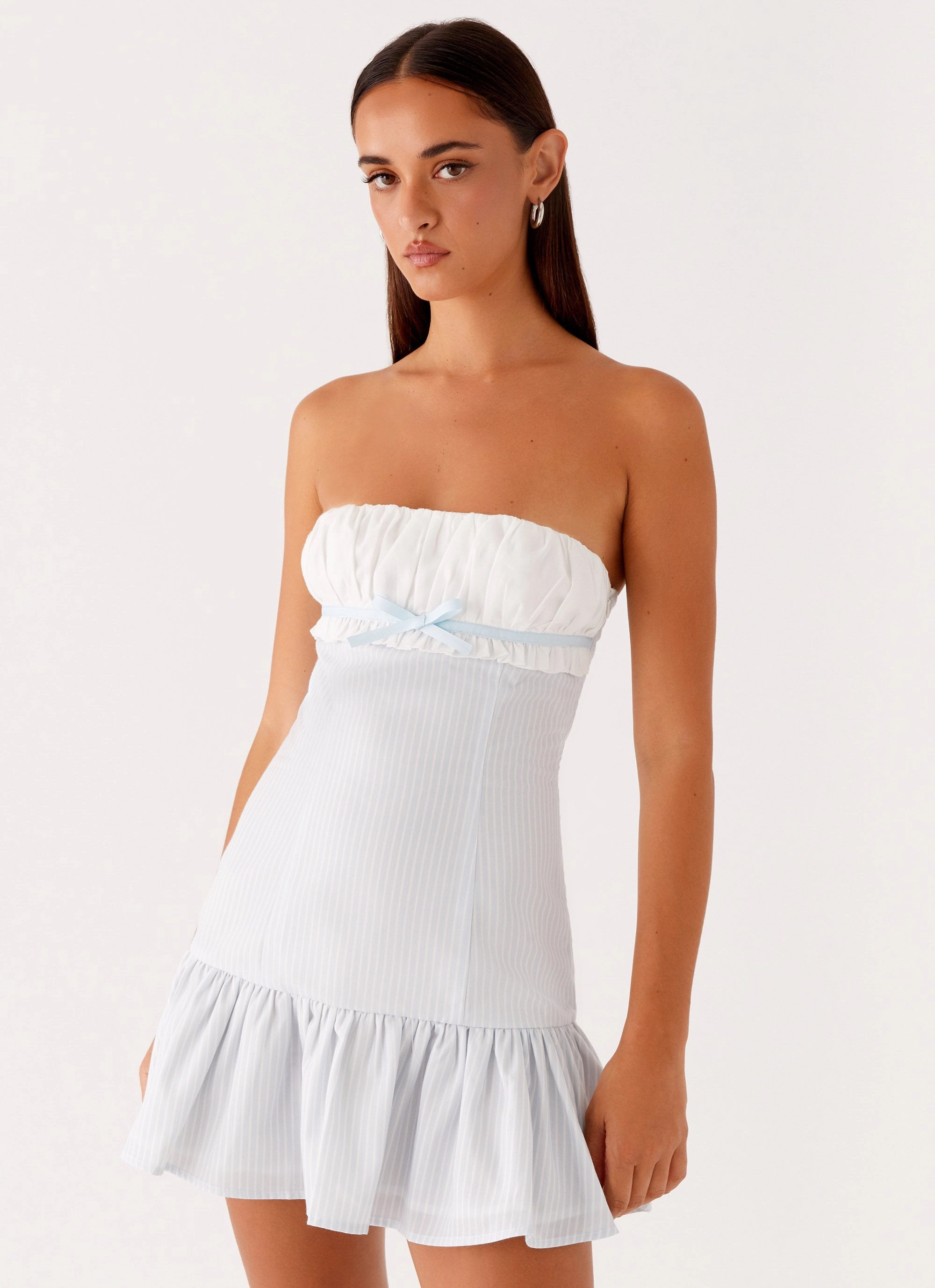 Purpose Mini Dress - Blue White Stripe Breathable Style Body Fit