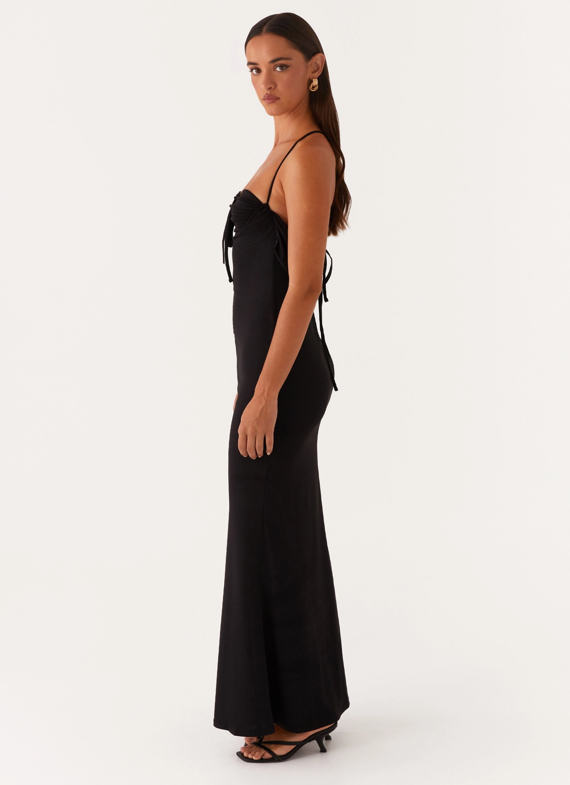 Decorative-Design Bombshell Maxi Dress - Black