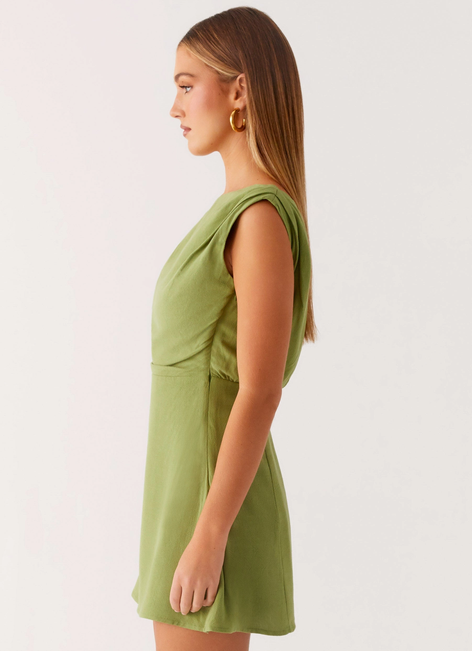 Tasteful Detail Lady Love Linen Mini Dress - Cactus