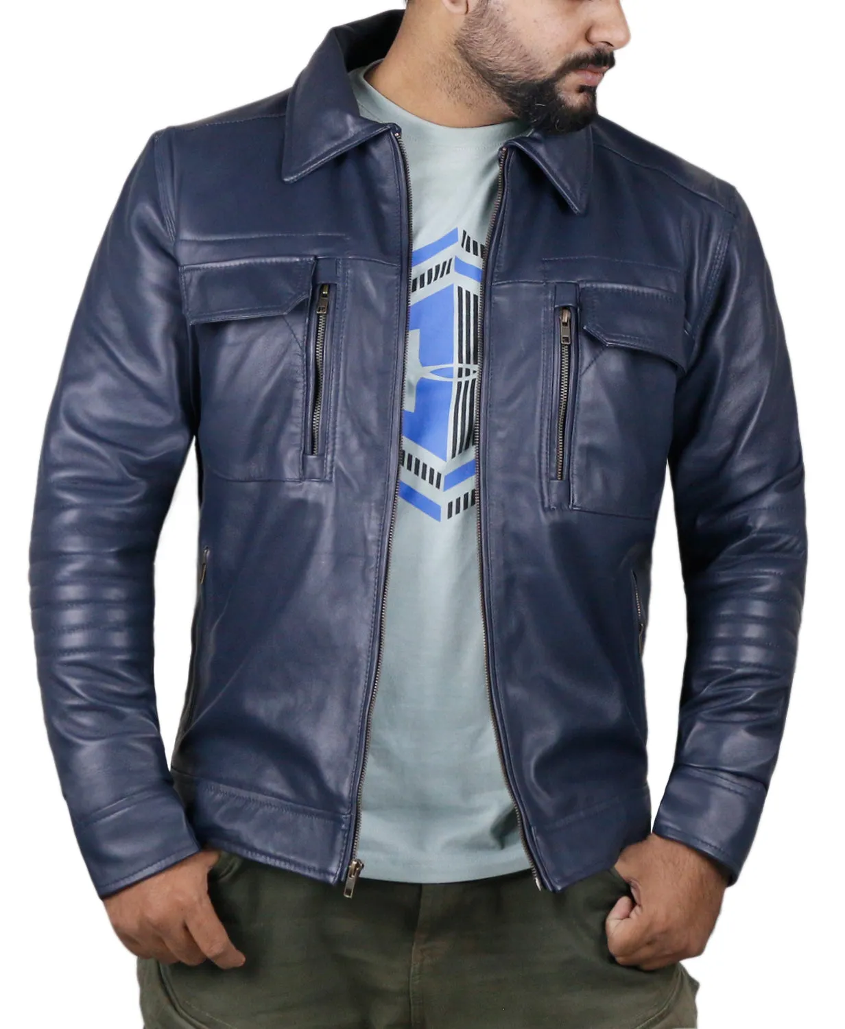 Quantara Maroon Aviator Leather Jacket