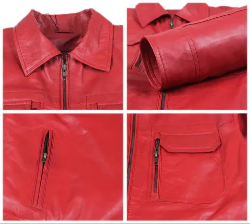 Quantara Maroon Aviator Leather Jacket