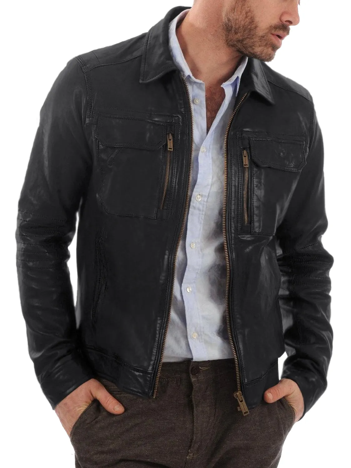 Quantara Maroon Aviator Leather Jacket