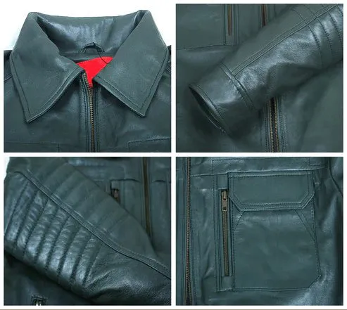 Quantara Maroon Aviator Leather Jacket