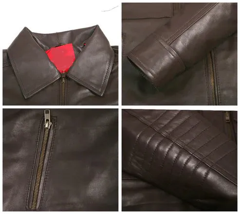 Quantara Maroon Aviator Leather Jacket