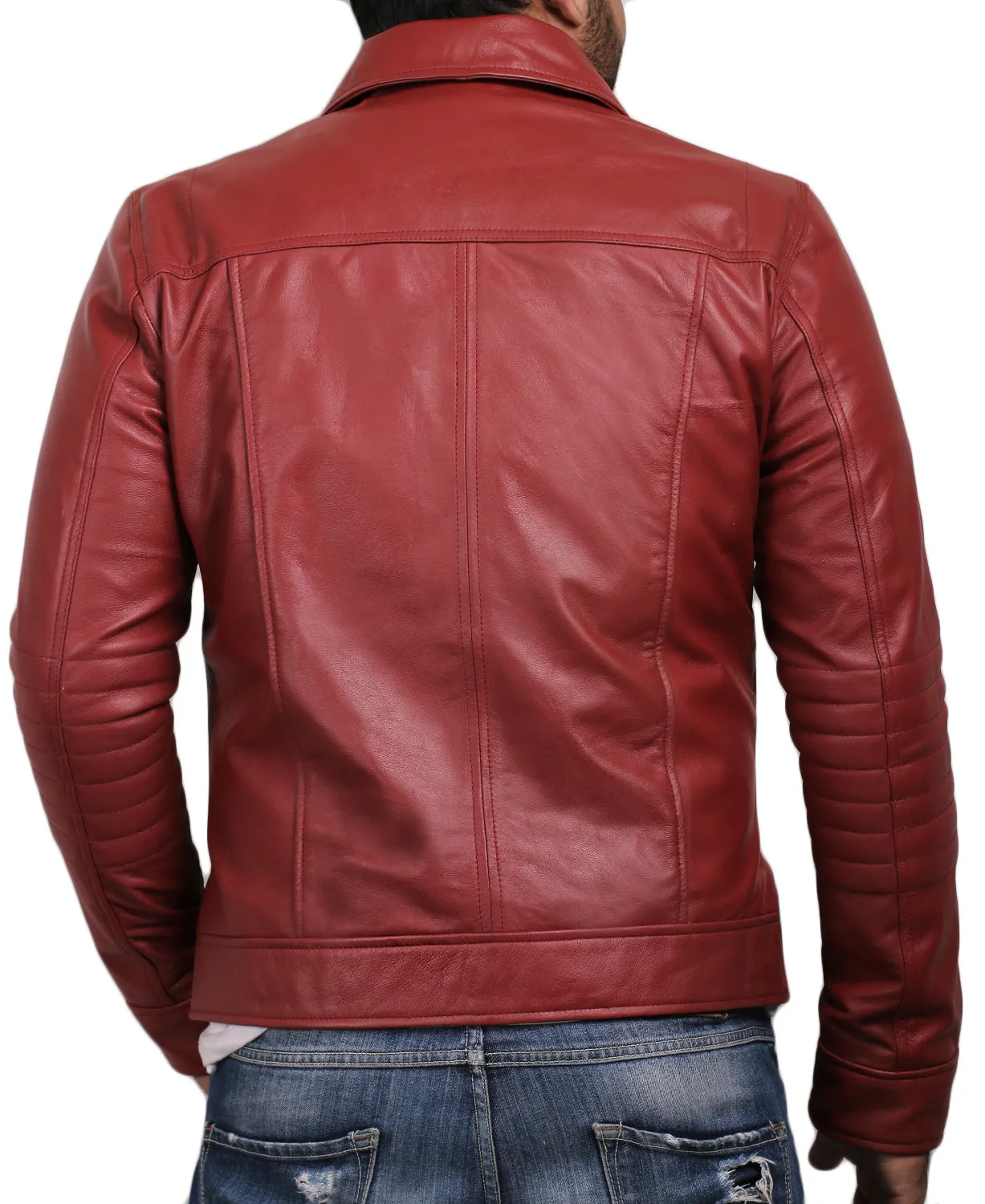 Quantara Maroon Aviator Leather Jacket