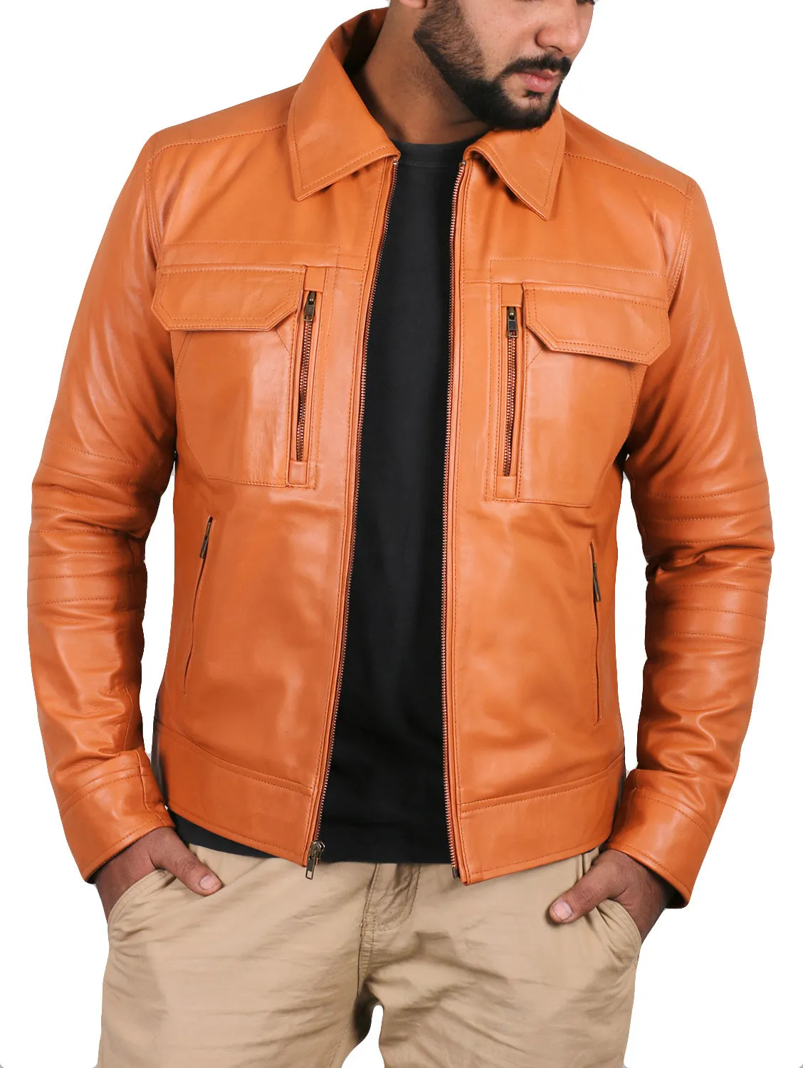 Quantara Maroon Aviator Leather Jacket