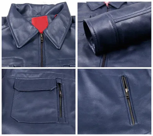 Quantara Maroon Aviator Leather Jacket