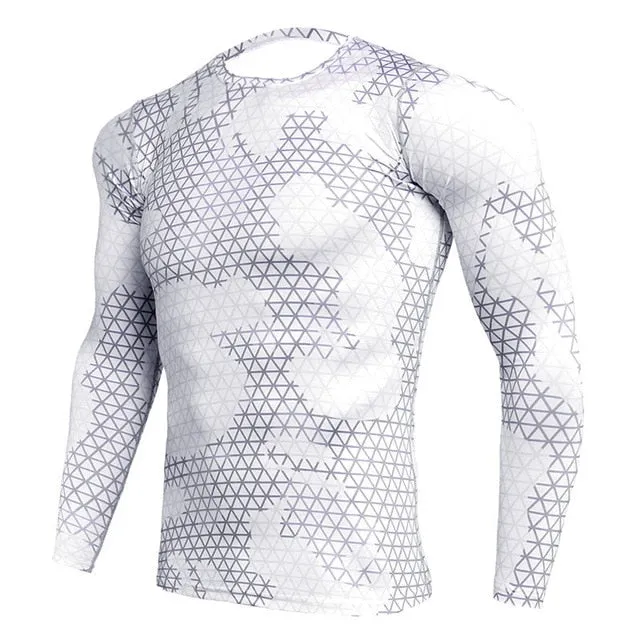 Quick Dry Male Gym Workout t shirt Long Sleeve Sport Shirt Men Camouflage Fitness