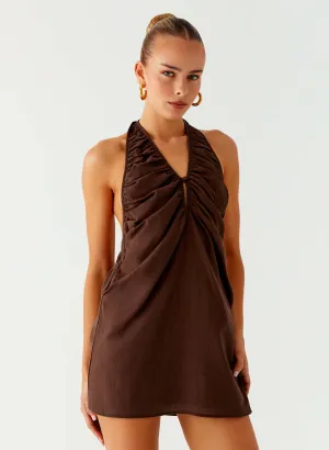 Quick Dry Material Jepsen Halter Mini Dress - Chocolate hypoallergenic material Jepsen Halter Mini Dress - Chocolate
