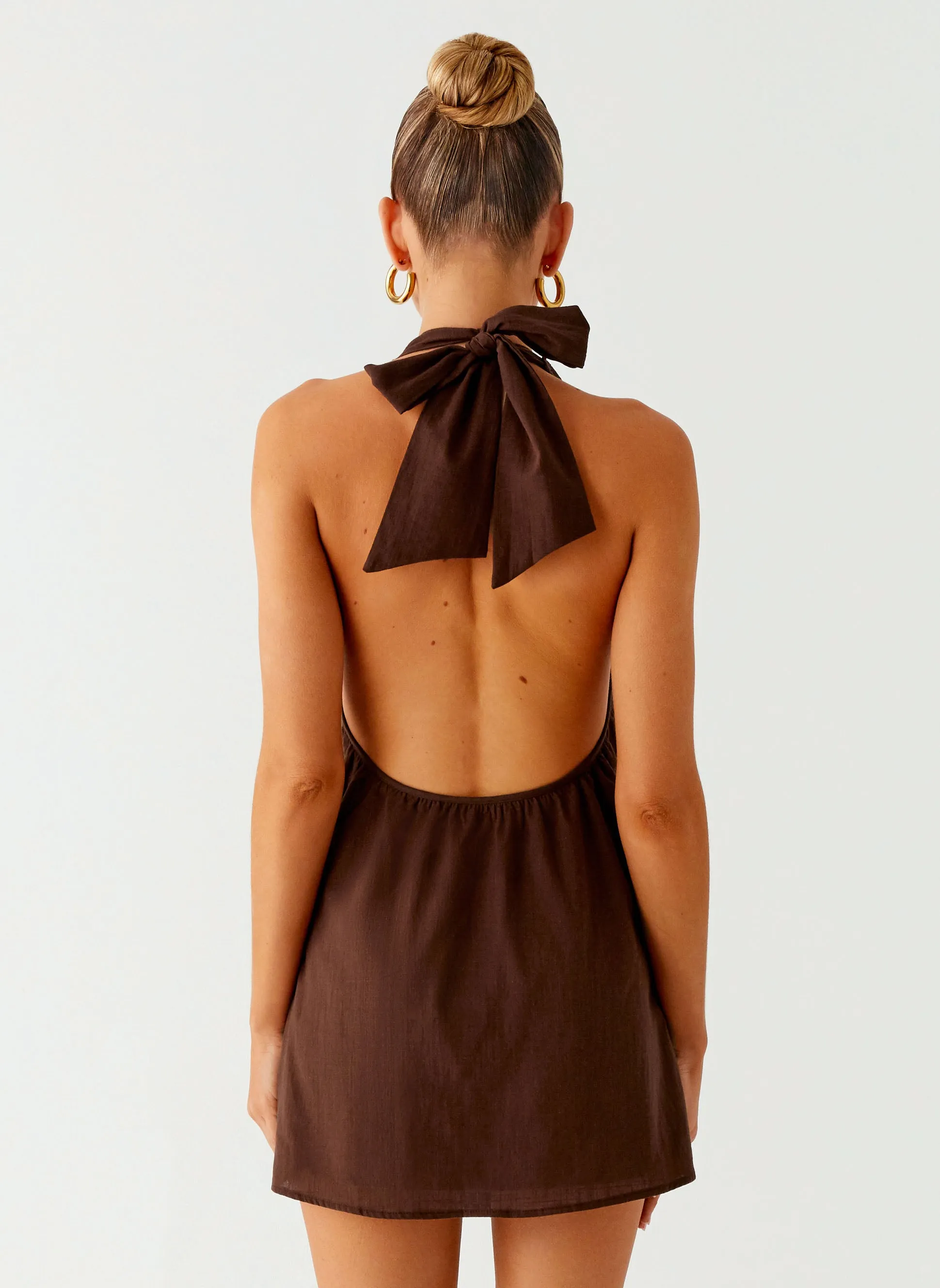Jepsen Halter Mini Dress - Chocolate Seamless construction