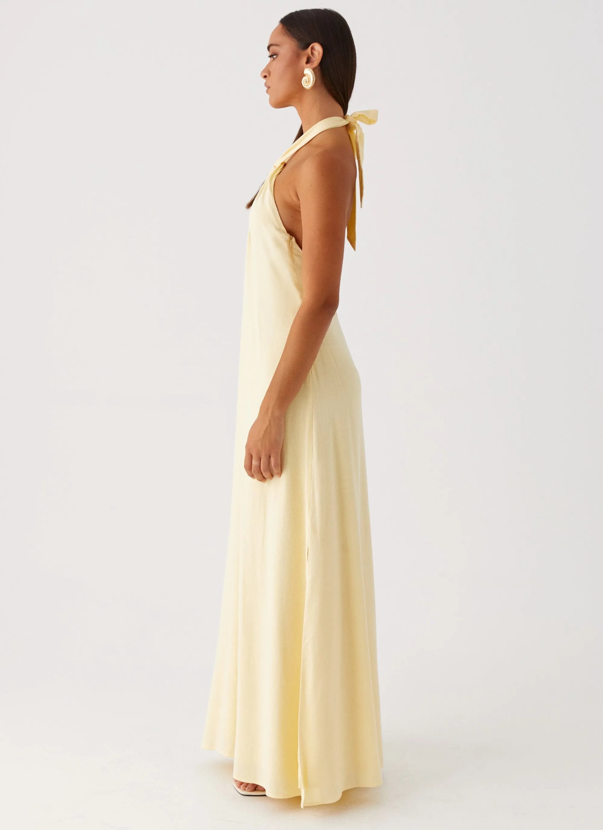 Breathable Material bohemian flair Golden Child Linen Maxi Dress - Yellow