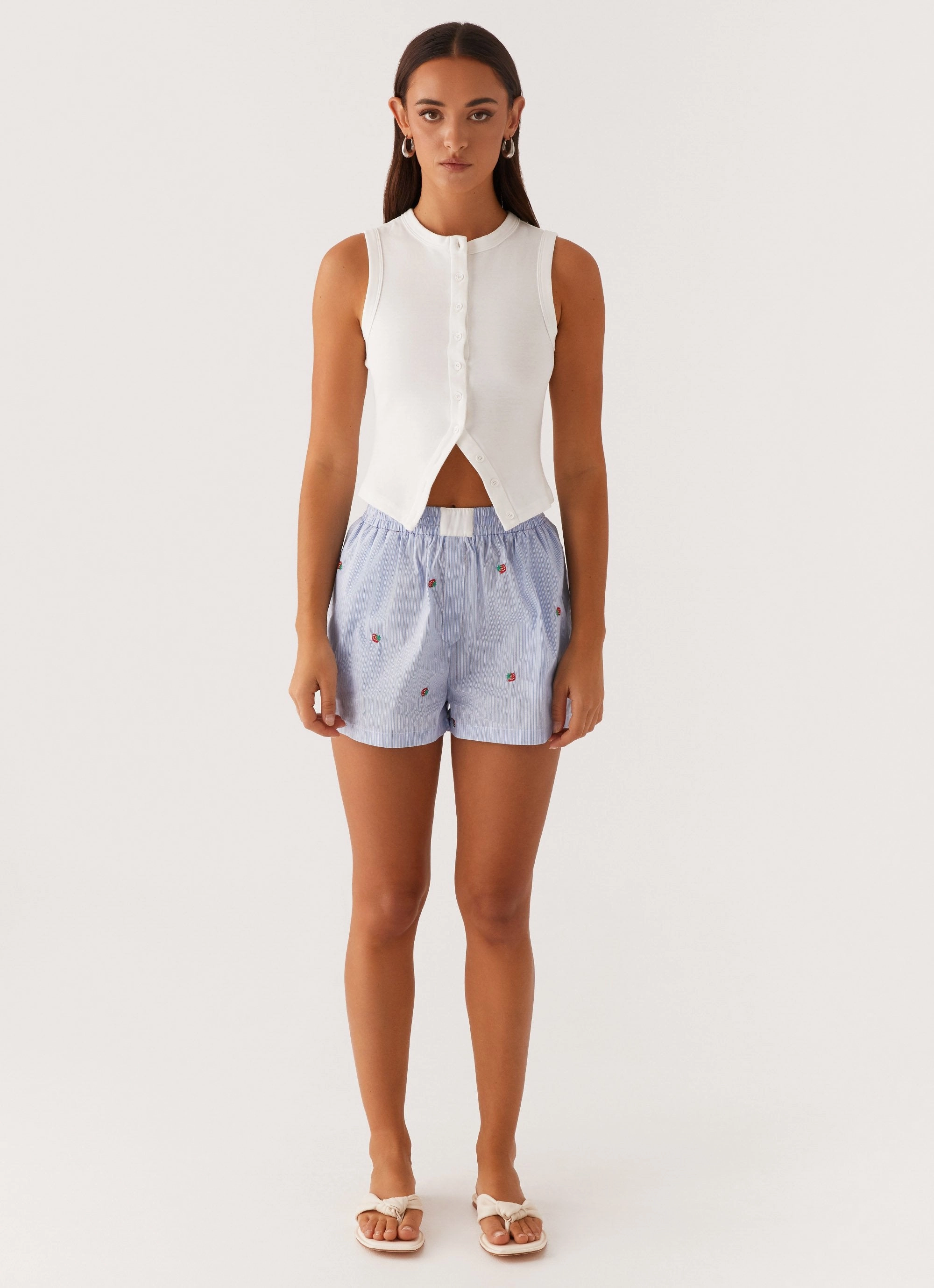 Rayon drape FlexibleKnees Brightwell Boxer Shorts - Blue Strawberry