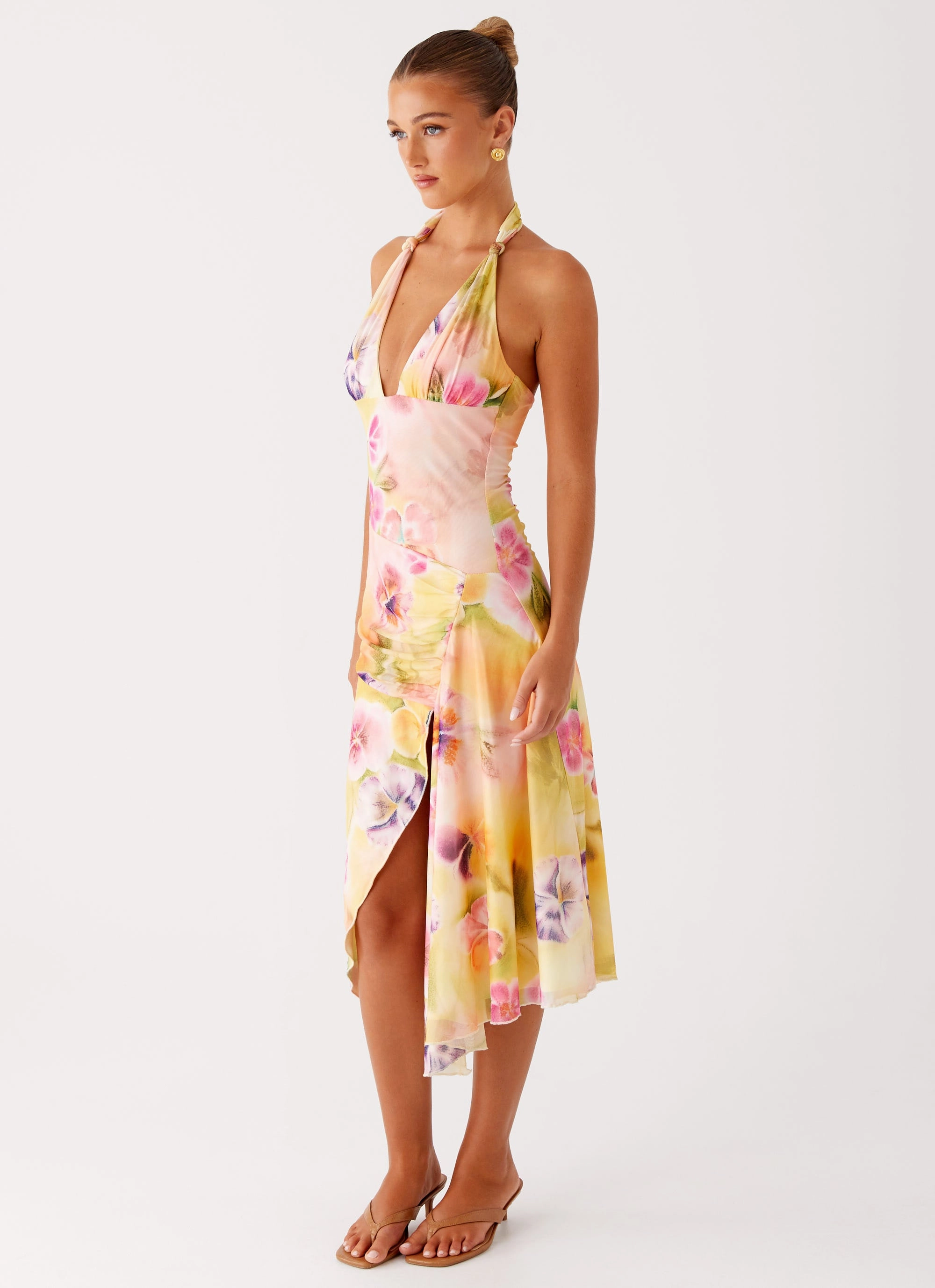 Olive Fresh Kayce Midi Dress - Sunburst Floral