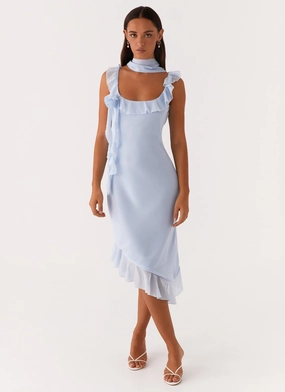 Fariday Midi Dress - Blue Office Shape Refined Aesthetic