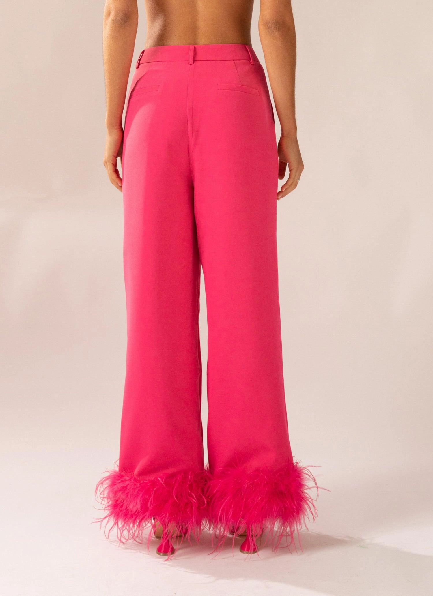 Shake It Off Feather Pants - Magenta MoistureWicking Casual Comfort Wear
