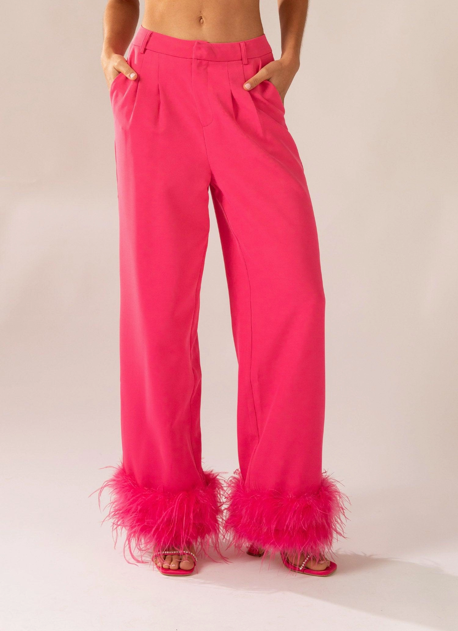 Essential Comfort Shake It Off Feather Pants - Magenta