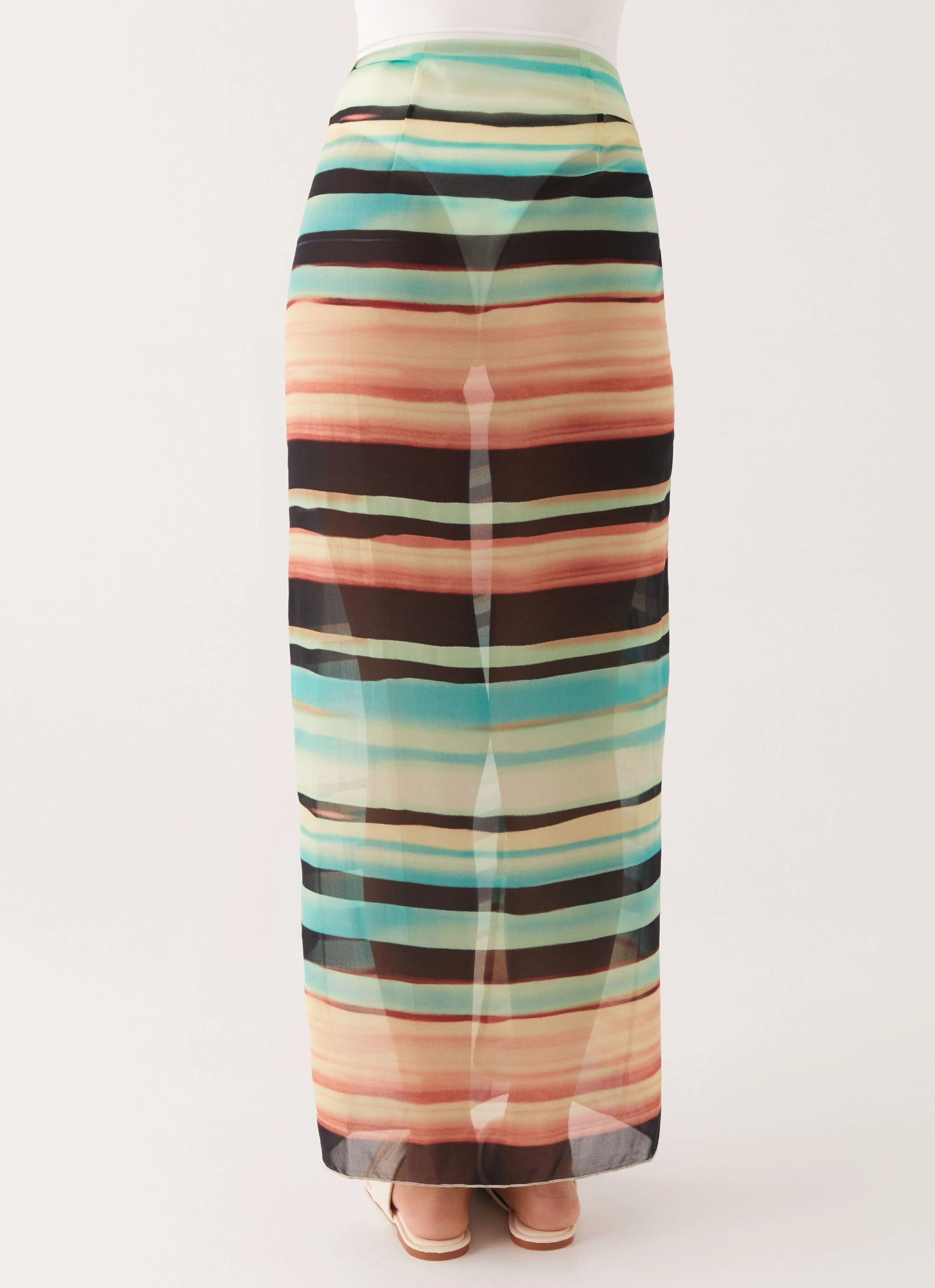 UPF Rated Modern-Edge Low Tide Sarong Maxi Skirt - Stripe