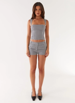 LowProfileSeams Wrinkle Resistant Textile Clayton Top - Black Gingham