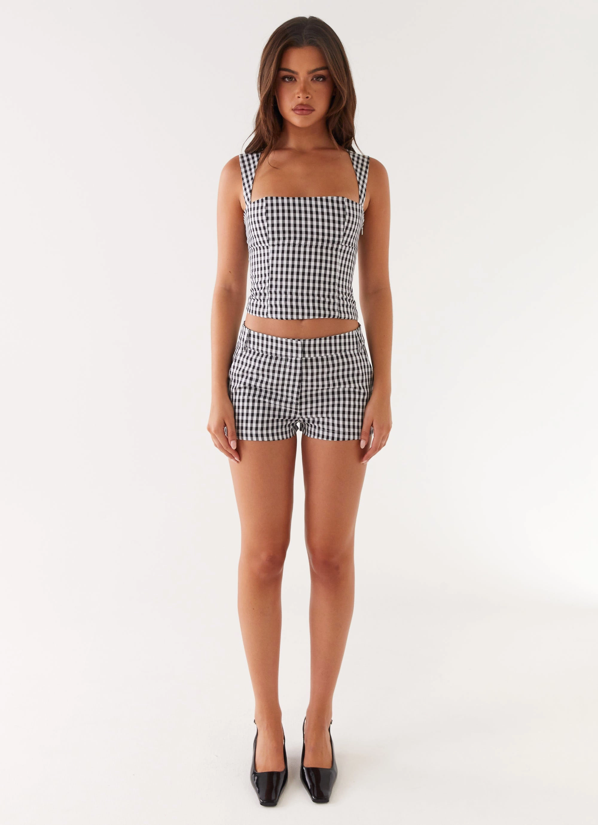 LowProfileSeams Wrinkle Resistant Textile Clayton Top - Black Gingham