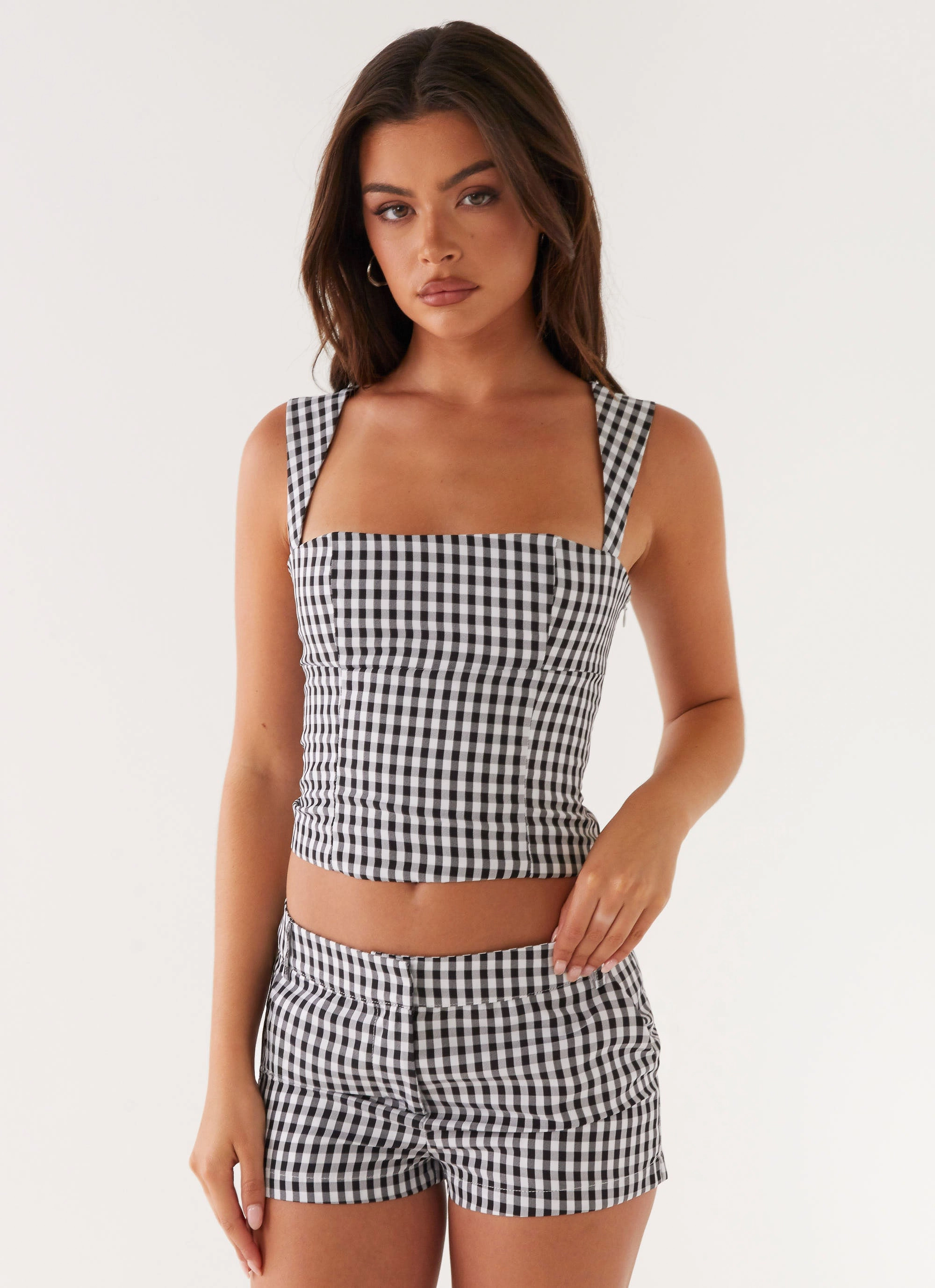 Clayton Top - Black Gingham Street Style Minimalist Silhouette Cut