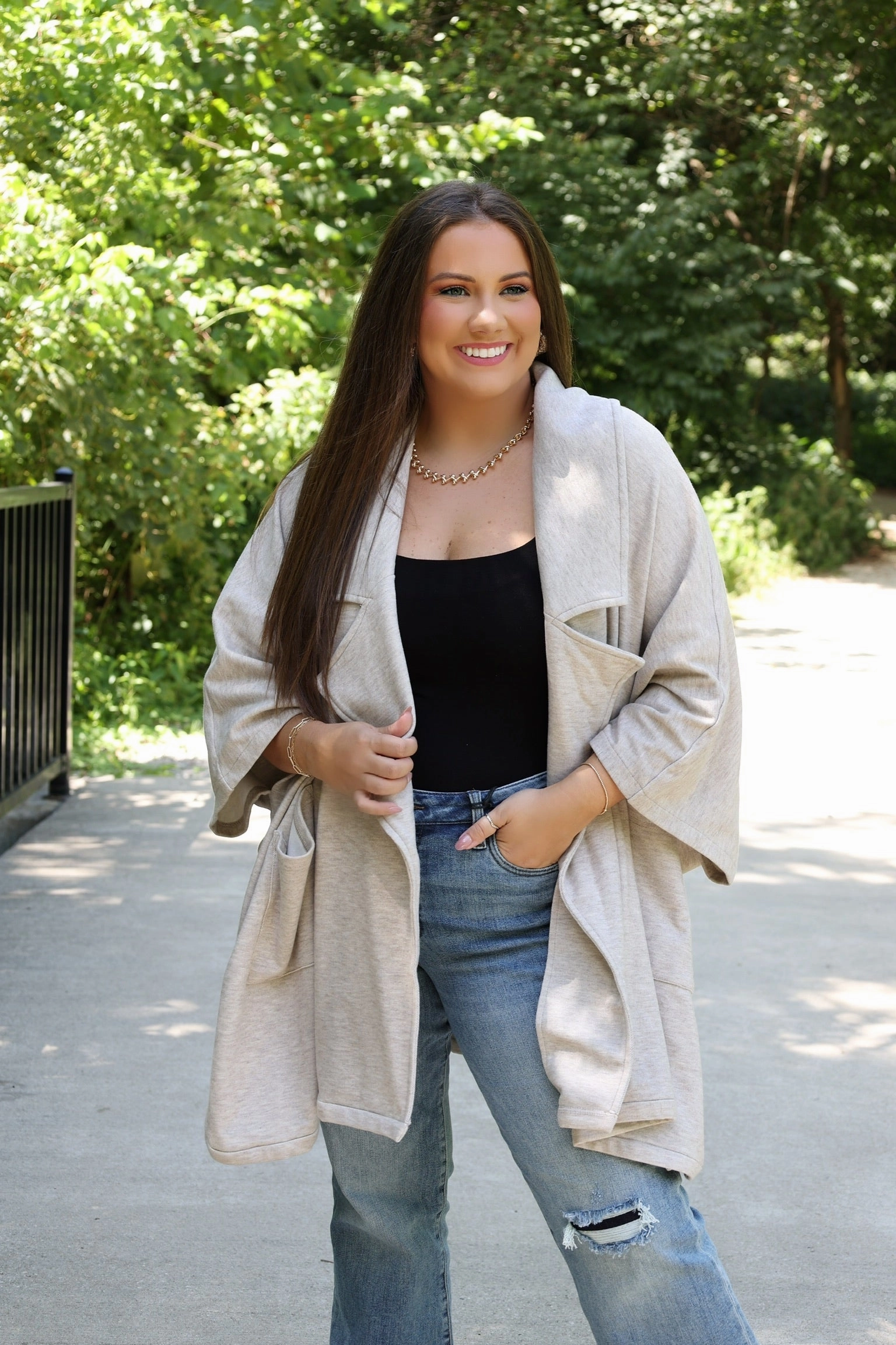 Jayne Cardigan Jacket (FINAL SALE) Bound Seam Finish Easy Care Fabric