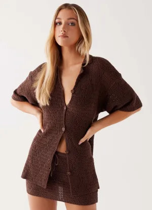 QuickDrying Technology Nylah Oversized Crochet Shirt - Chocolate Nylah Oversized Crochet Shirt - Chocolate UltraLightweight FlexibleRibbing