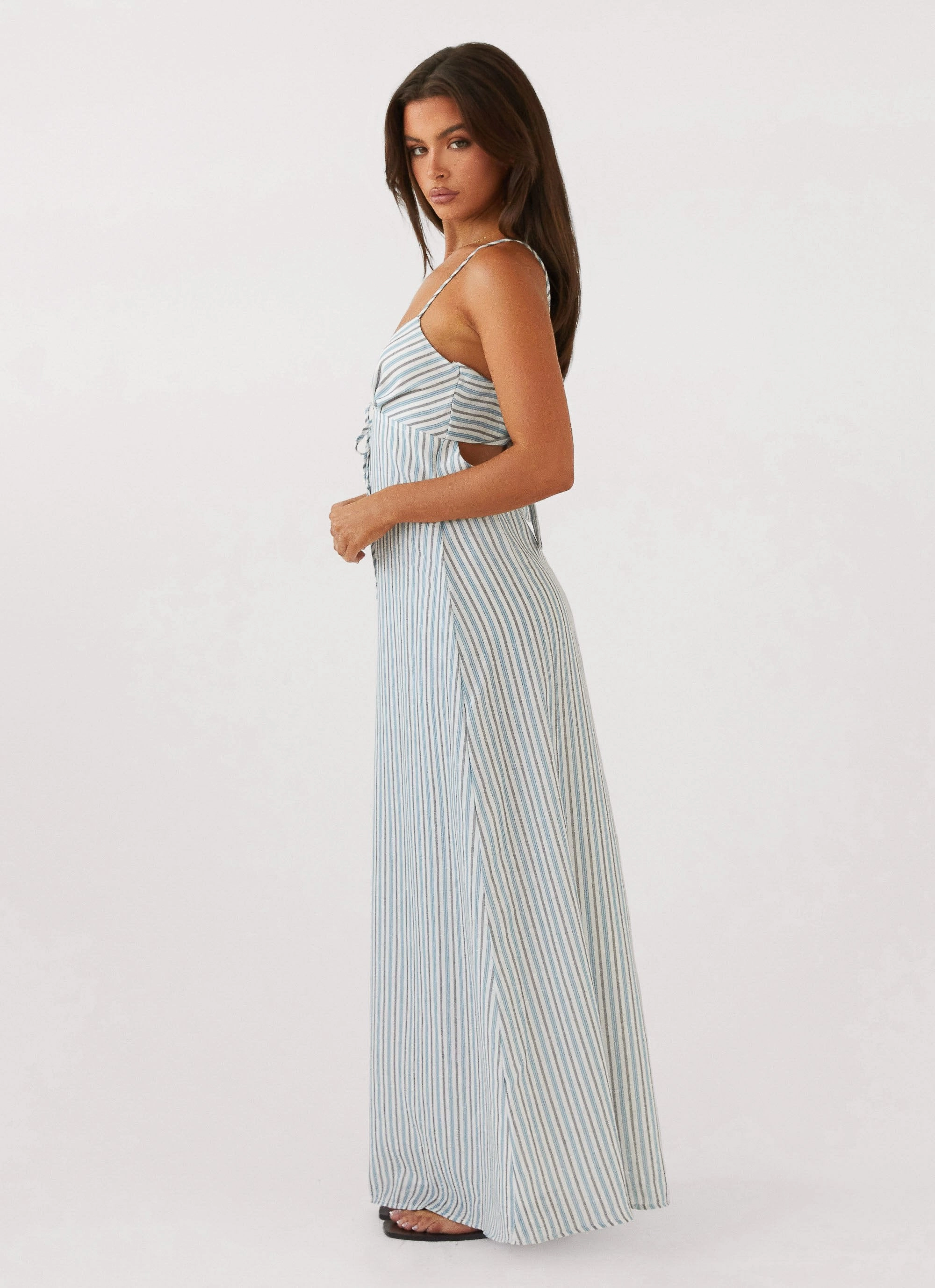 Classic Look Classic structured dress Flora Linen Maxi Dress - Blue Choc Stripe