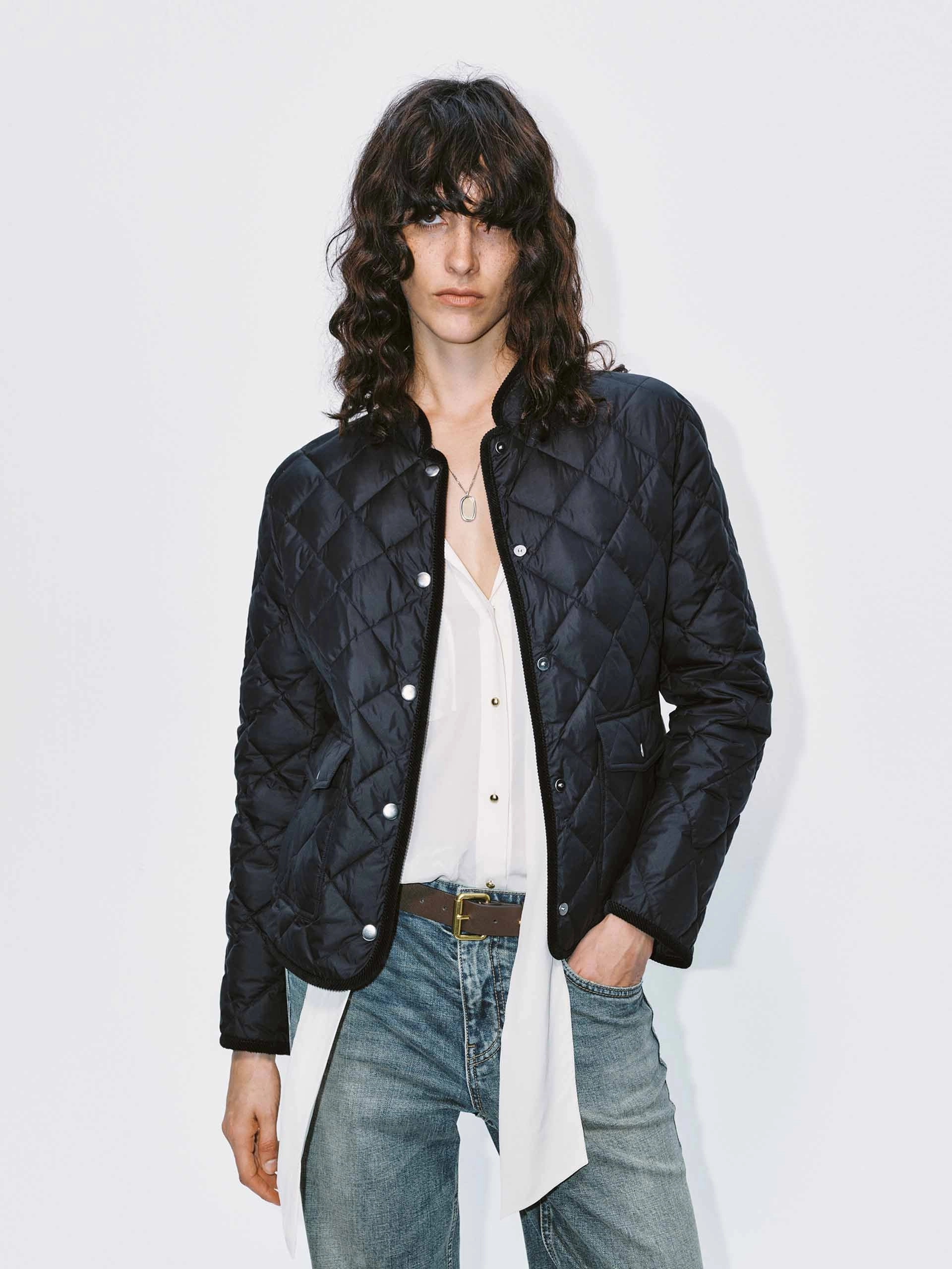 Quilted Mock Neck Down Jacket