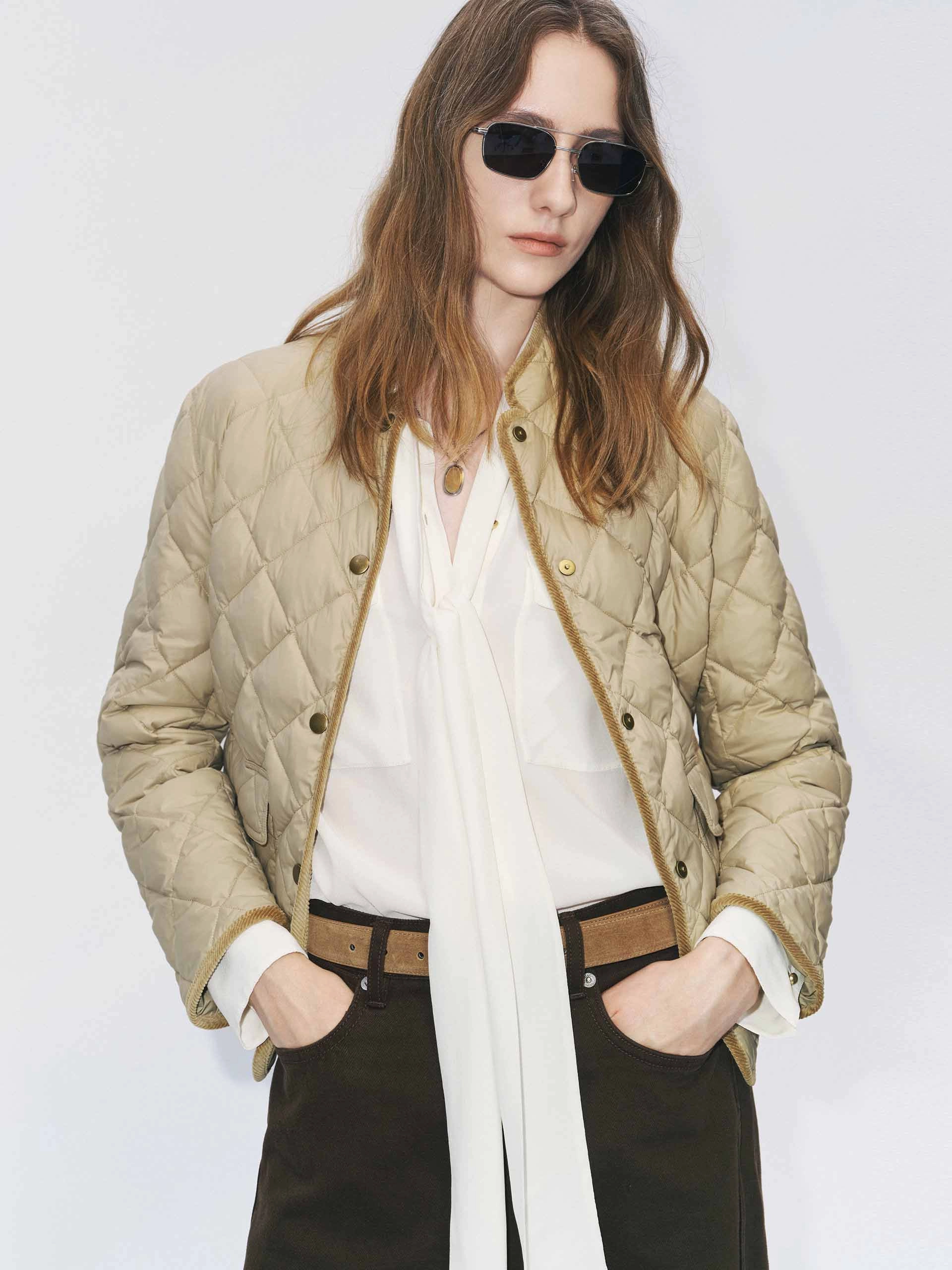 Quilted Mock Neck Down Jacket