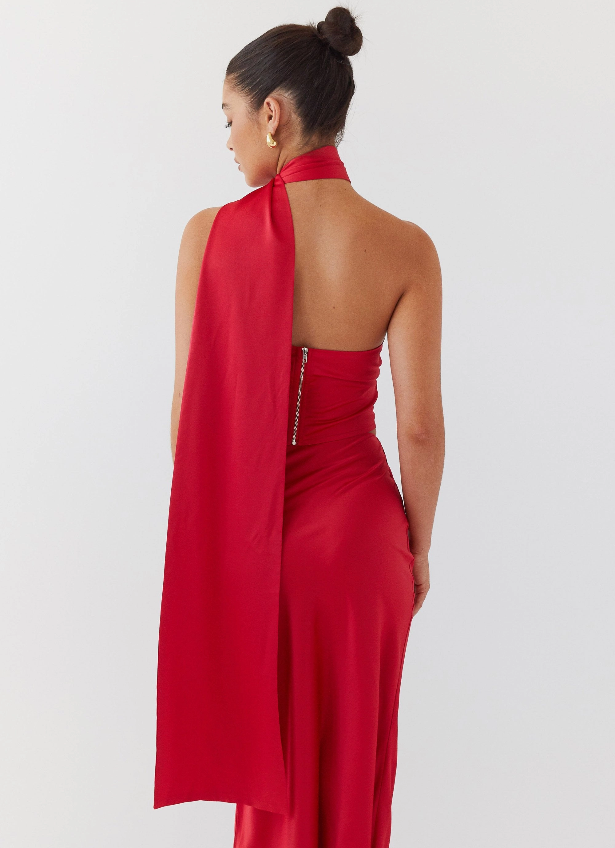 MultiAngleVentilation Josefina Satin Scarf Top - Rouge Red