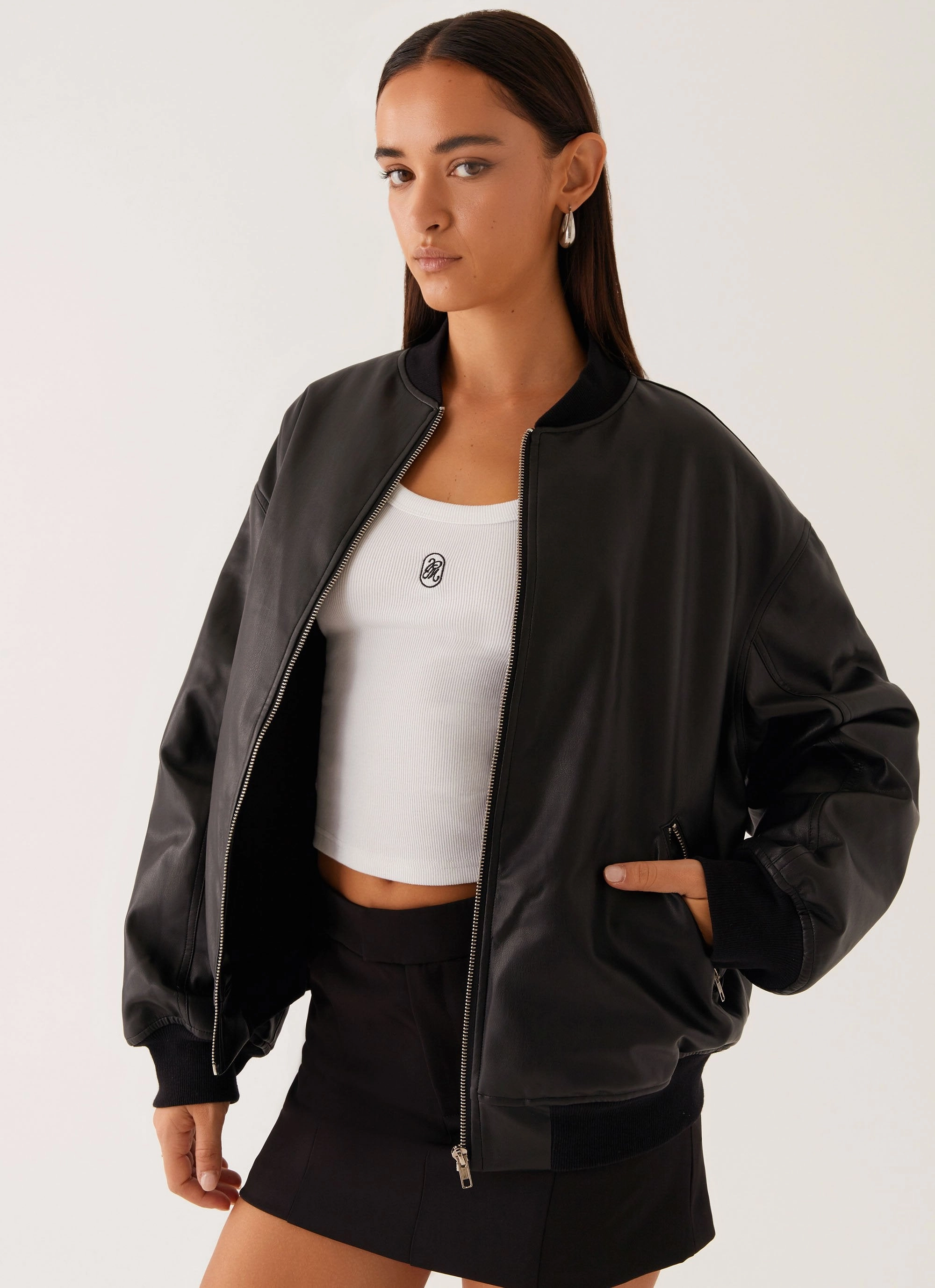 Temperature control Noise Free Material Lincoln Bomber Jacket - Black