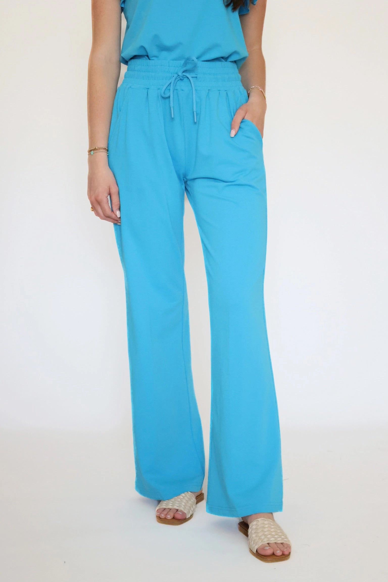 Quincy Pants - Malibu Blue-(FINAL SALE) ThermalInsulation YarnBlend