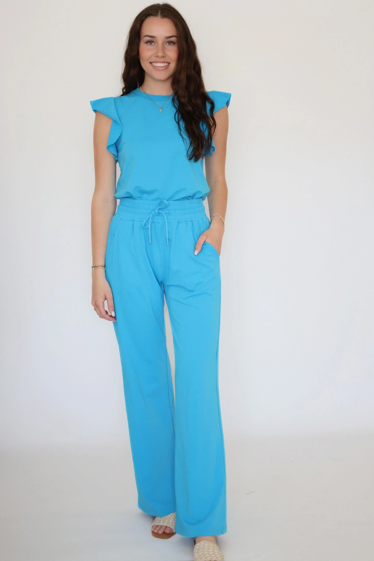 EcoFriendly Dye Process Quincy Pants - Malibu Blue-(FINAL SALE)