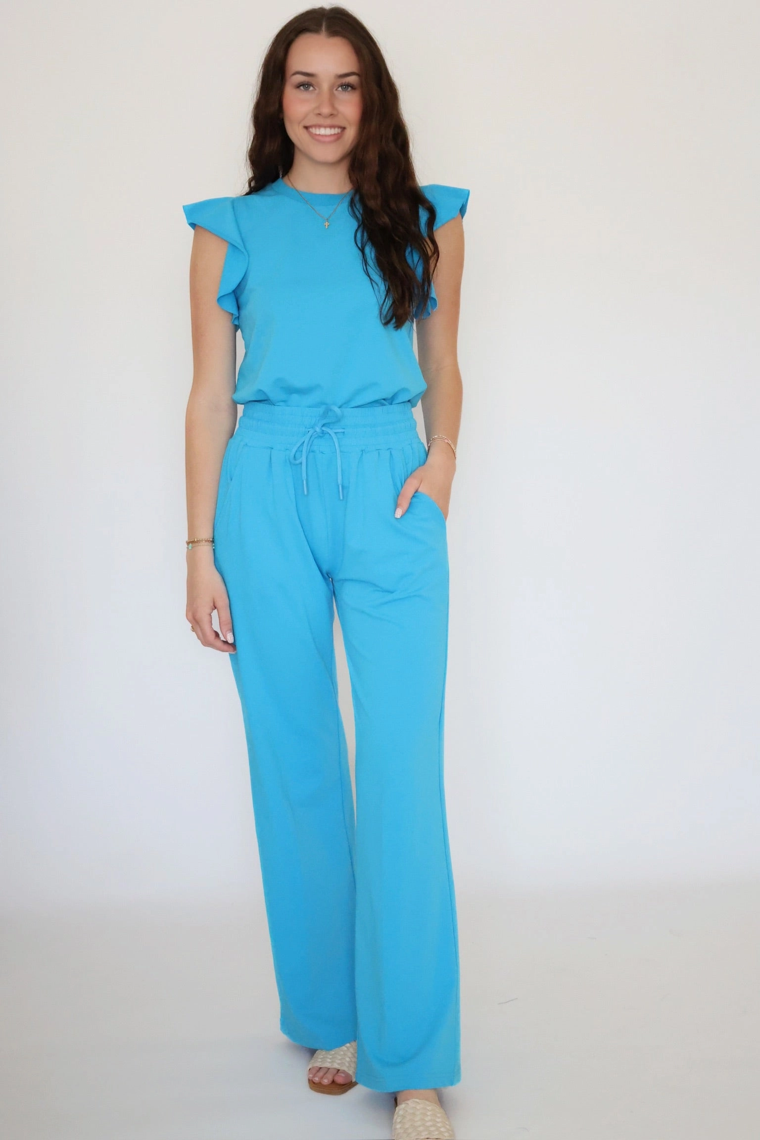 Moisture Management Quincy Pants - Malibu Blue-(FINAL SALE)