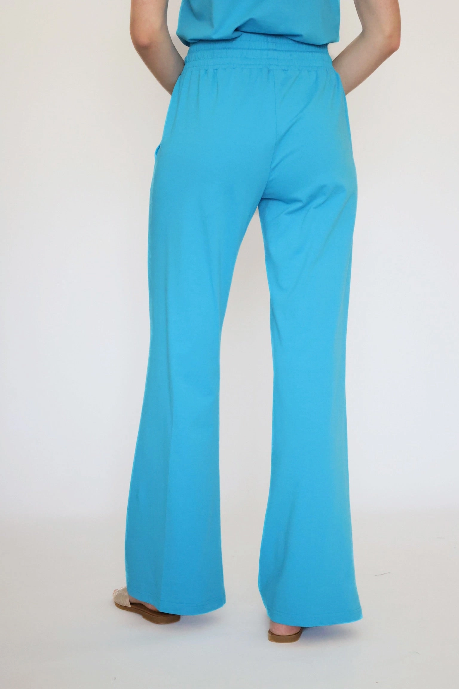Garment Washed Finish Flexible Neckline Quincy Pants - Malibu Blue-(FINAL SALE)