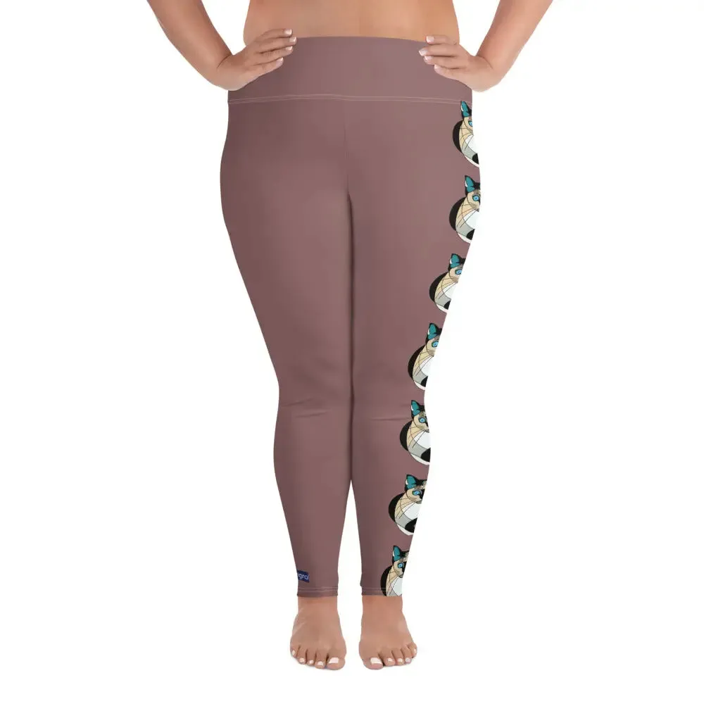 "Cat Lovers" Collection -  Siamese Cat Print Plus Size Leggings
