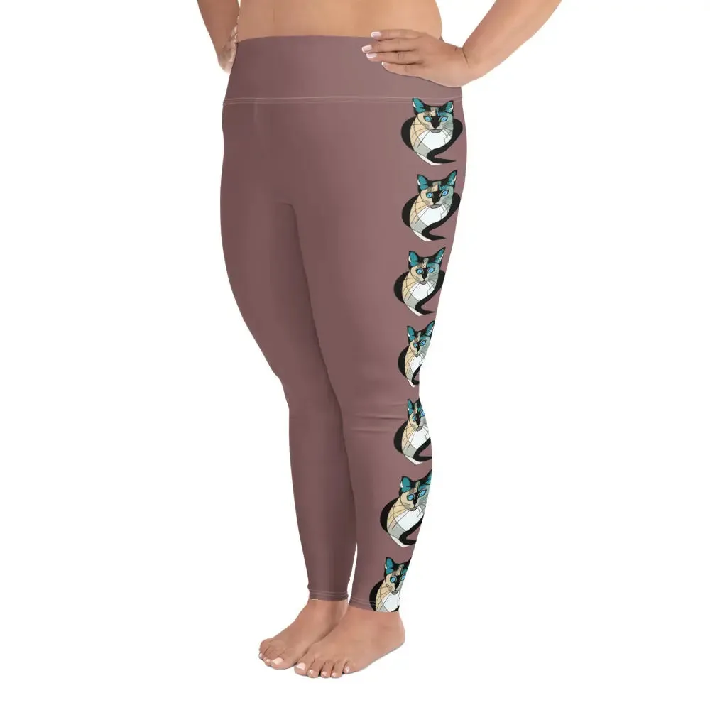 "Cat Lovers" Collection -  Siamese Cat Print Plus Size Leggings