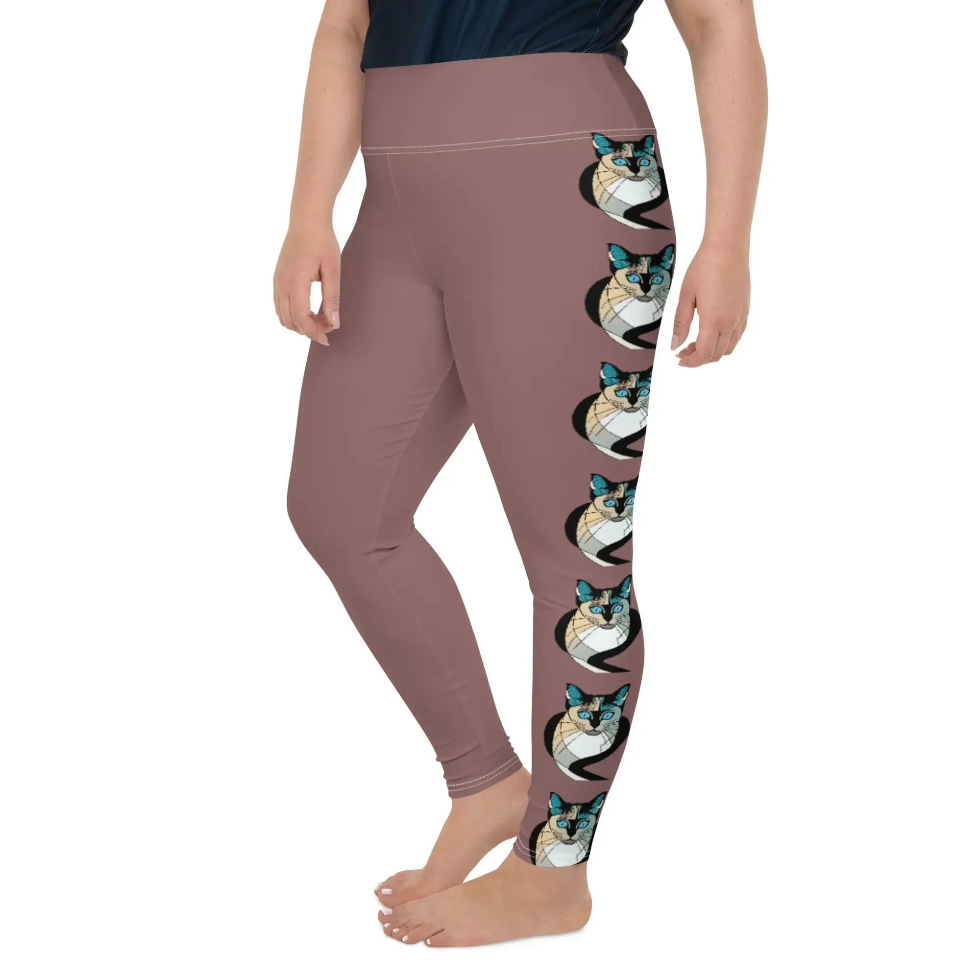 "Cat Lovers" Collection -  Siamese Cat Print Plus Size Leggings