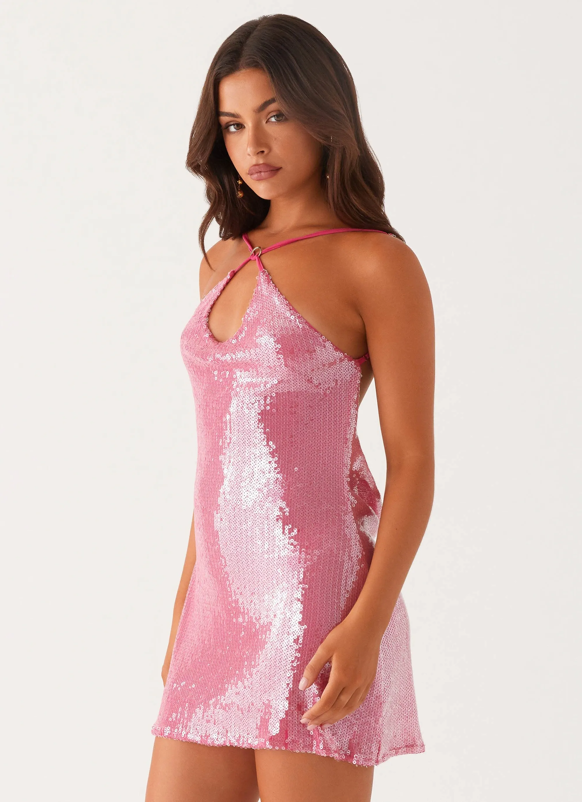 Radiant Energy Cowl Back Mini Dress - Fuchsia Comfortable Fabric