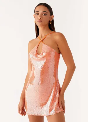 Radiant Energy Cowl Back Mini Dress - Orange Classic Comfort Polished Style Radiant Energy Cowl Back Mini Dress - Orange