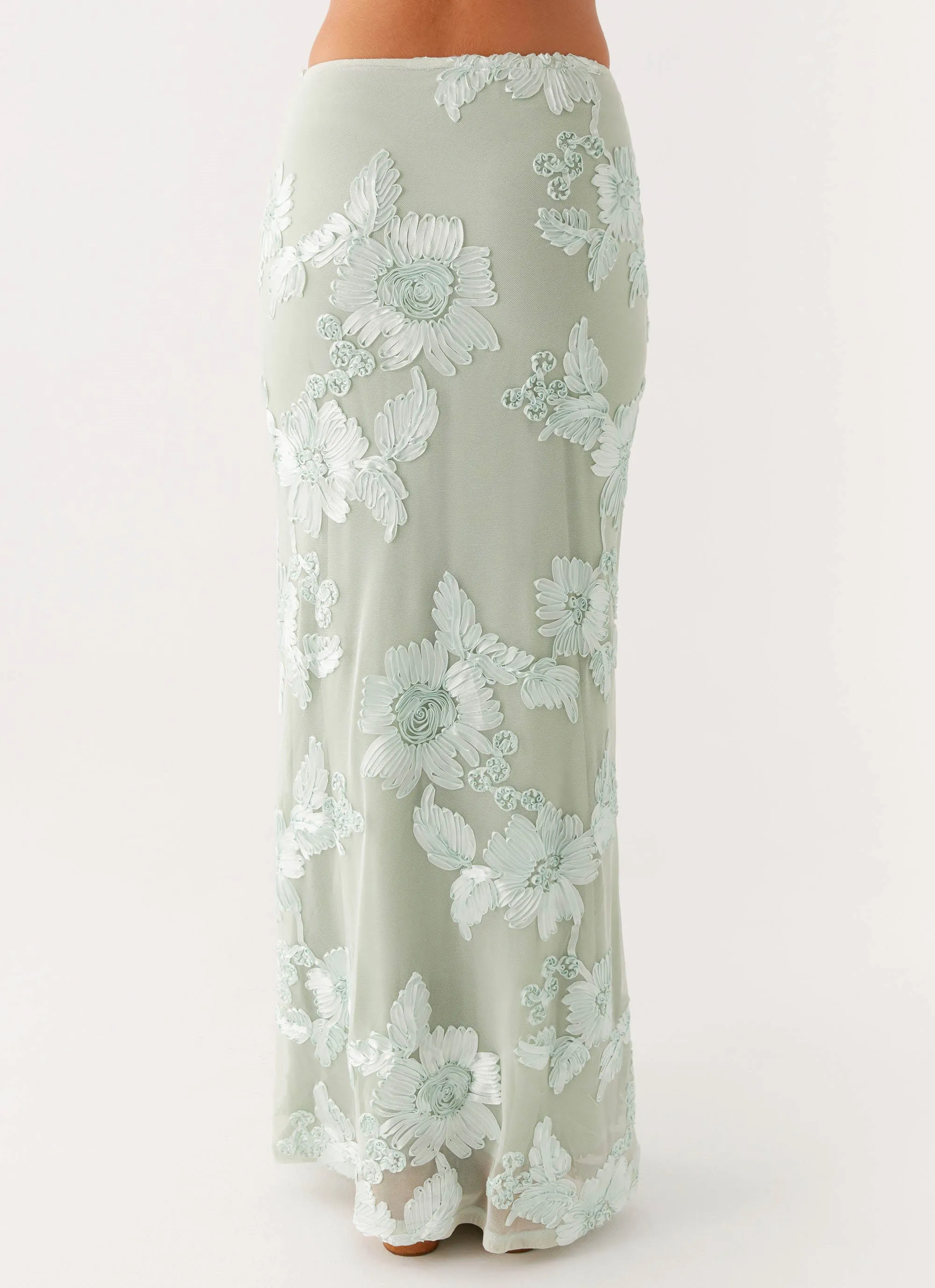 Radiate Maxi Skirt - Sage Double Layered Design Wrap Front