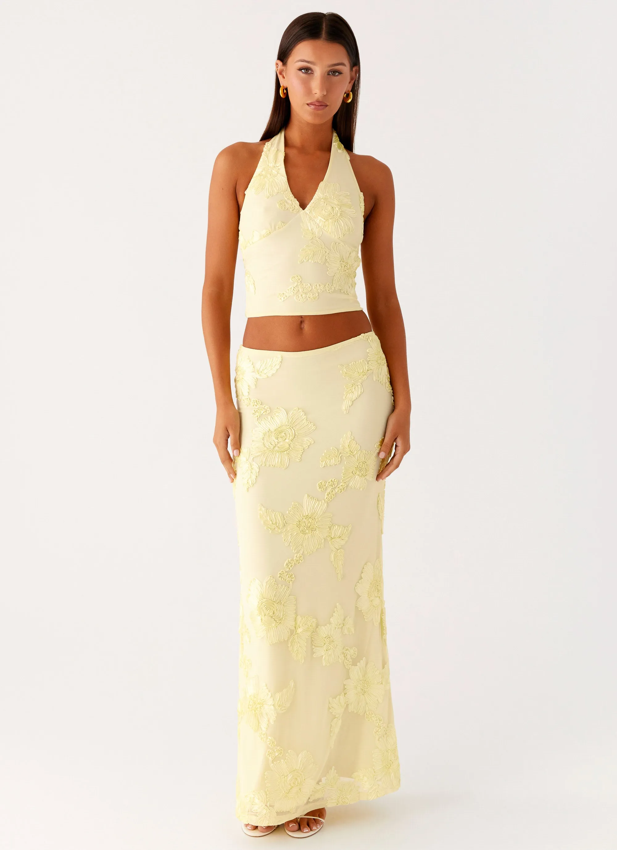 Detachable Tie quick dry Radiate Maxi Skirt - Yellow