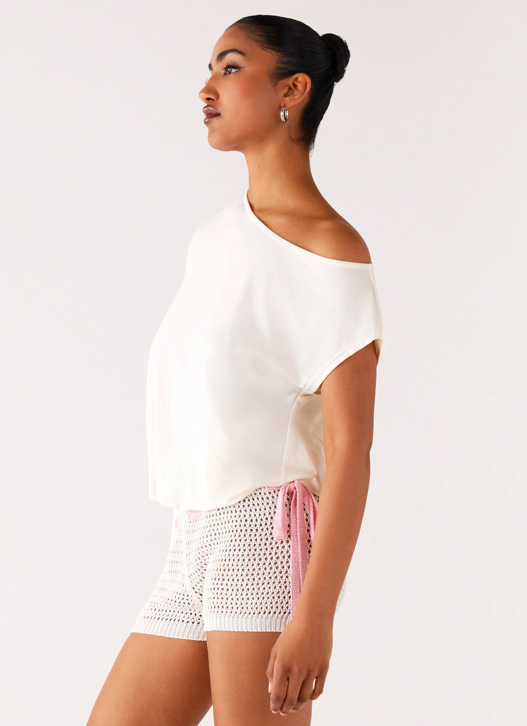 Raeni Off Shoulder Top - Ivory Soft Brushed Lining
