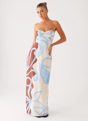 Raiden Maxi Dress - Bloom Wave Print Natural Form Clean Chic