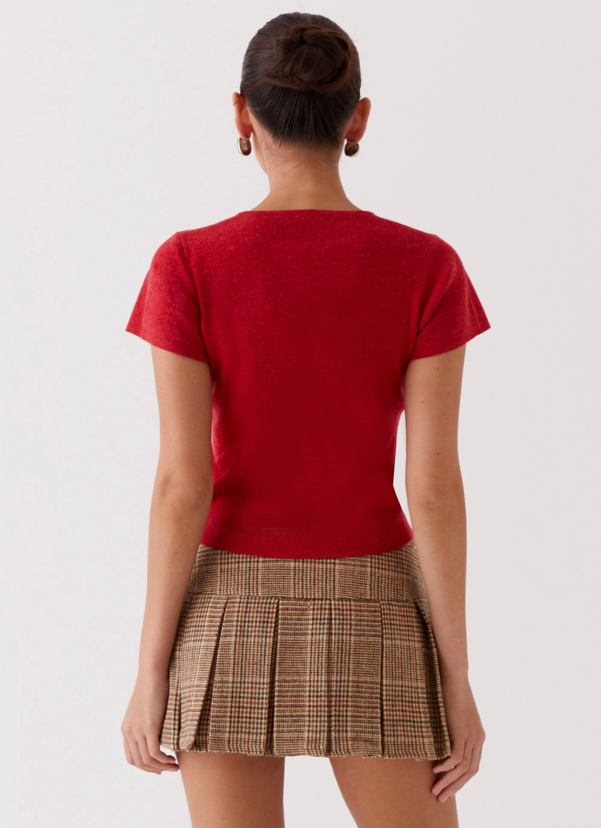 Raina Knit Crop Top - Ruby Red DoubleStitched Stretch Technology
