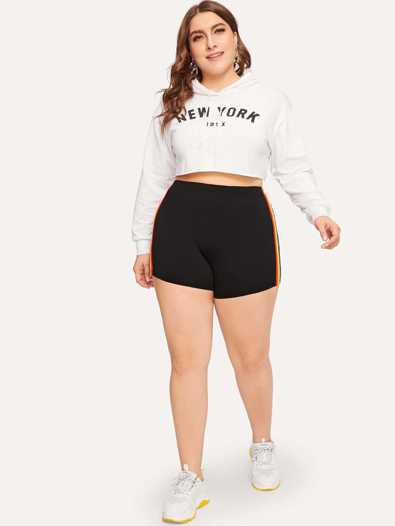 Rainbow Stripe Short Plus Size Leggings