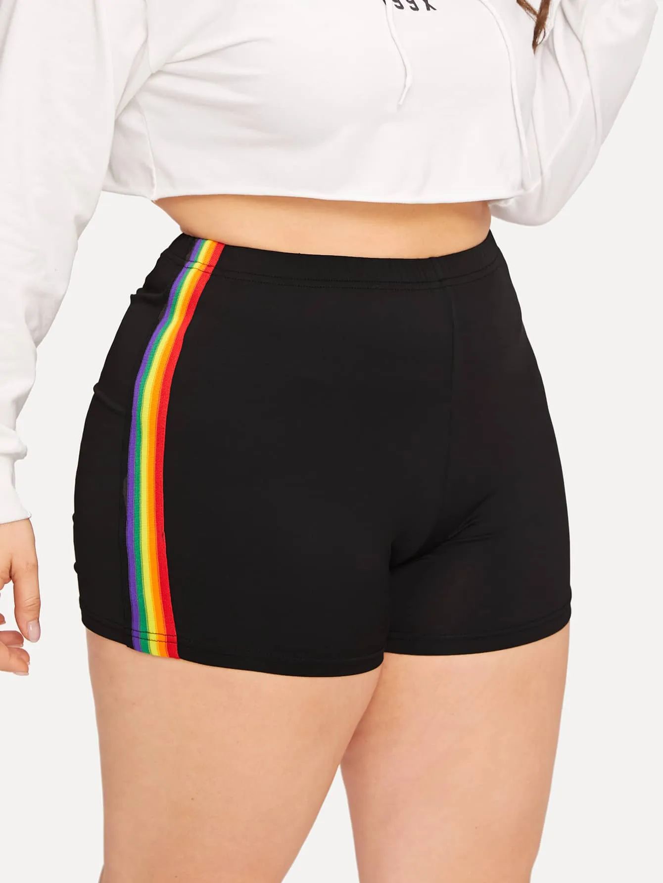 Rainbow Stripe Short Plus Size Leggings