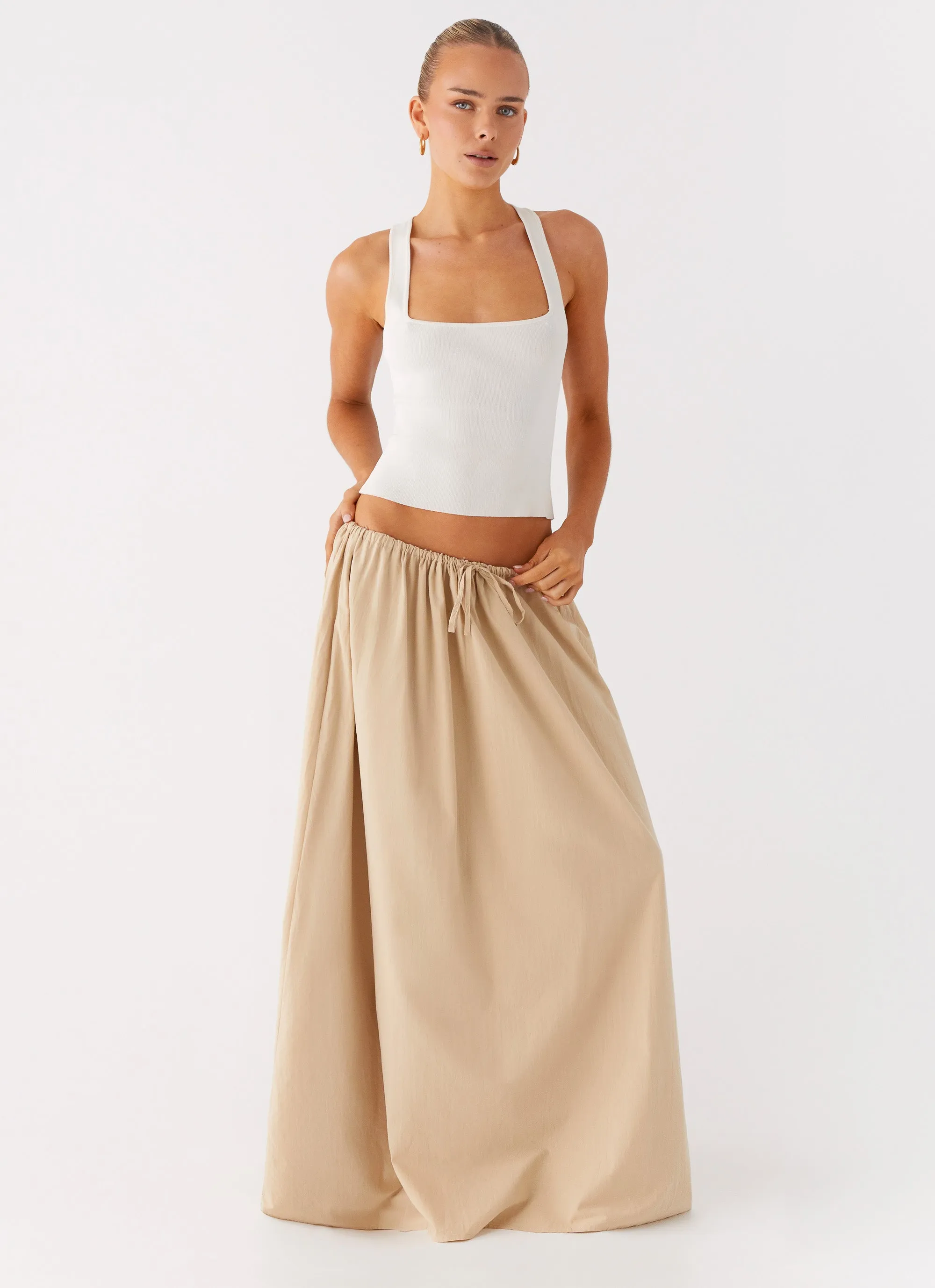 Everyday Essential Pull On Style Randy Maxi Skirt - Tan