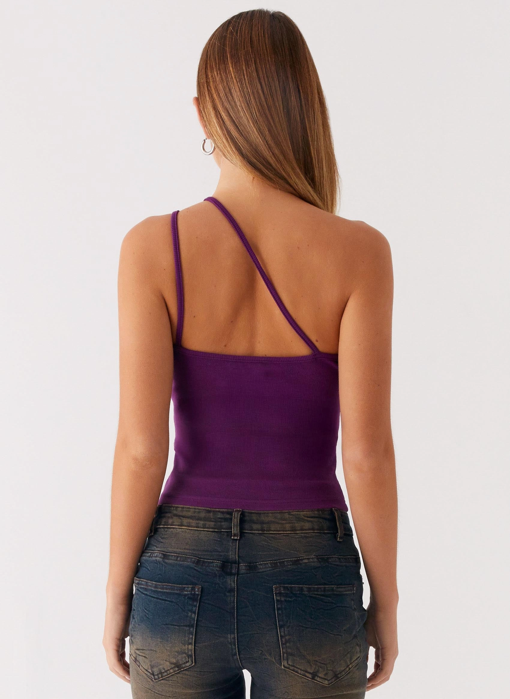 Soft touch finish Flatlock Seams Optix Button Front Top - Plum