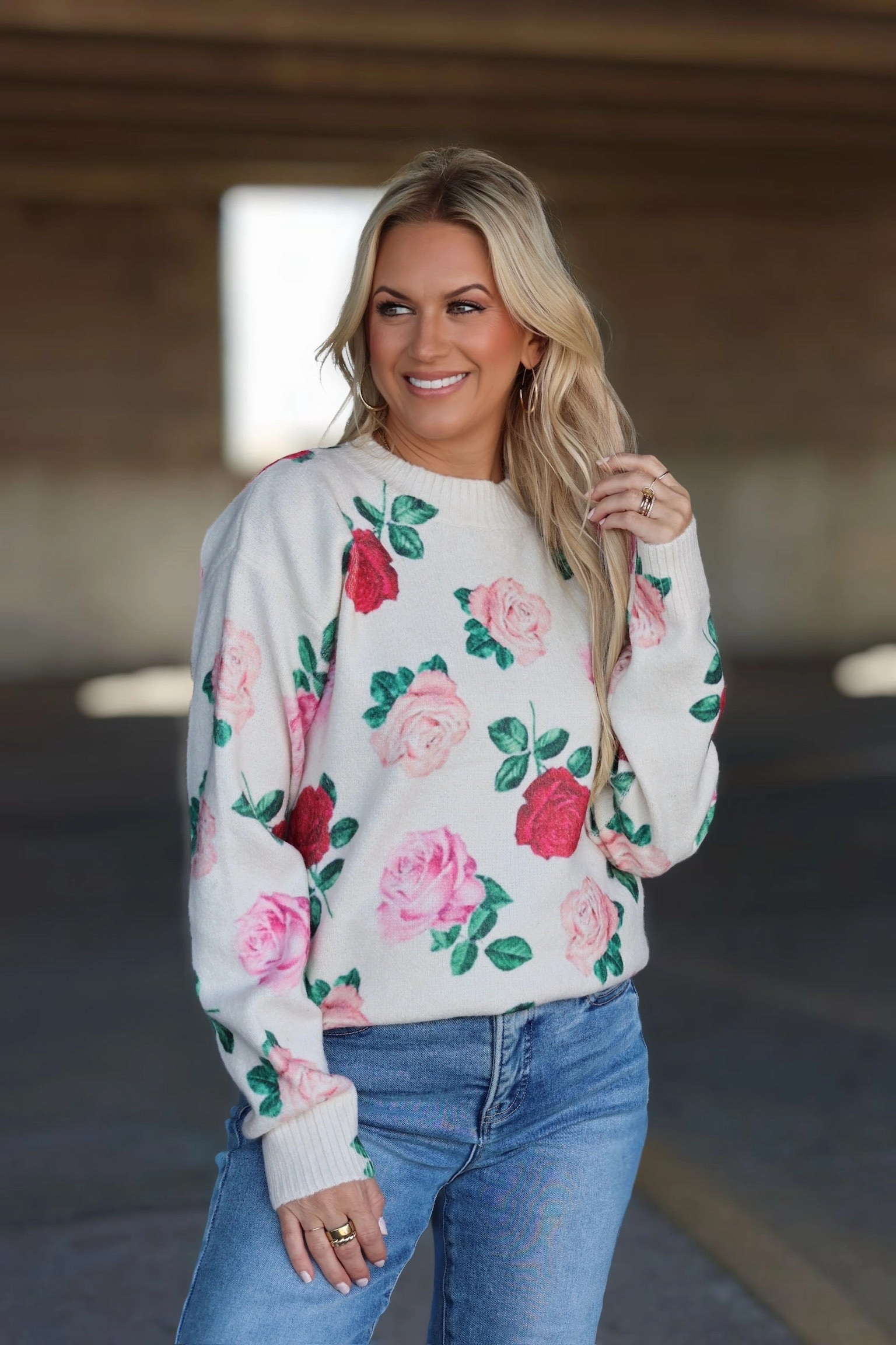 SecurePockets DoubleLayeredShoulders English Rose Sweater